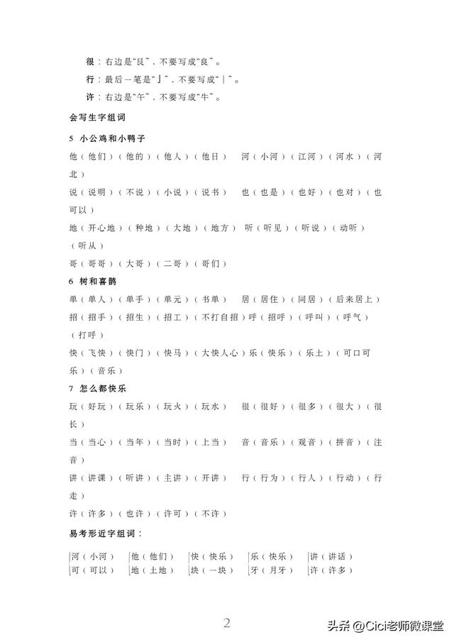 統(tǒng)編語文一年級下冊，第三單元知識點梳理（統(tǒng)編語文一年級下冊）(2)