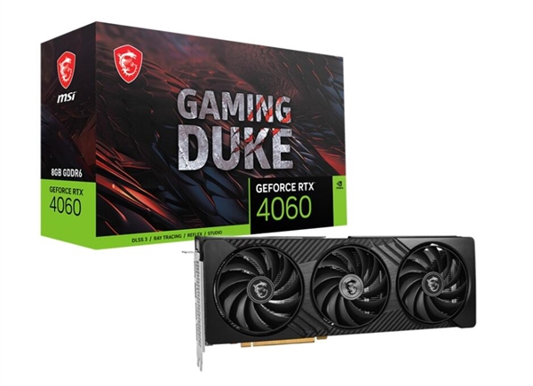 微星推出RTX 4060 8G DUKE 3X暗黑龍爵顯卡：純黑外觀、加入碳纖維飾紋