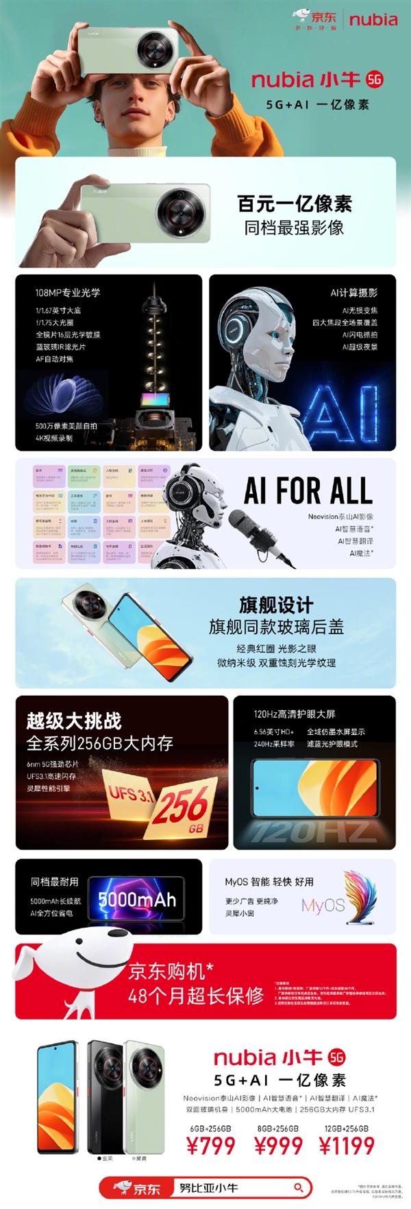 百元手機之光！799元nubia小牛發布：5G、一億像素