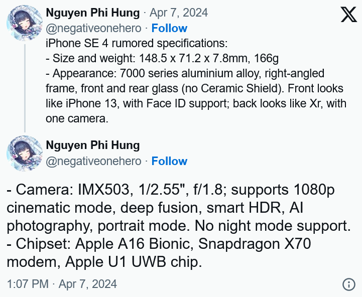 內存大驚喜！iPhone SE4配置曝光：蘋果這誠意