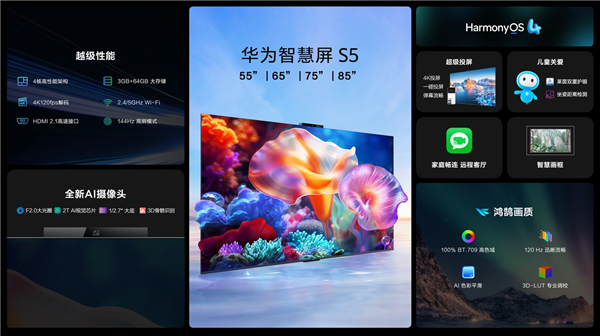 全新鴻鵠自研芯片加持！華為智慧屏S5今日開售：3499元起