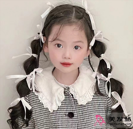 兒童減齡絲帶發型 夏季洋氣感編發