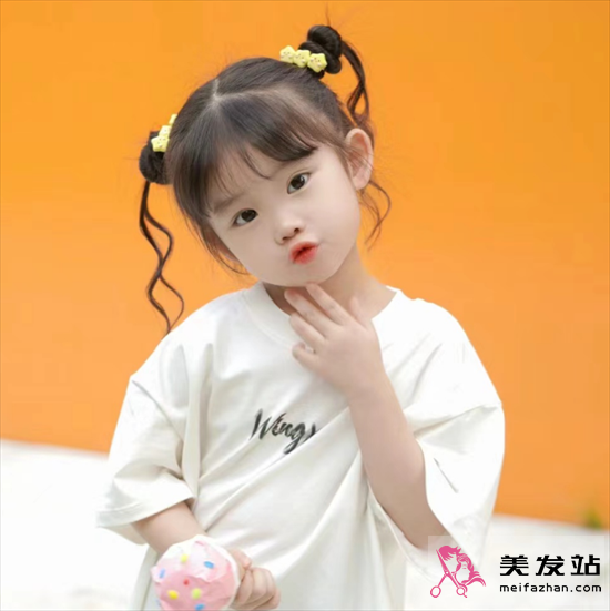 小女孩夏季人氣扎發 甜酷龍須雙丸子頭