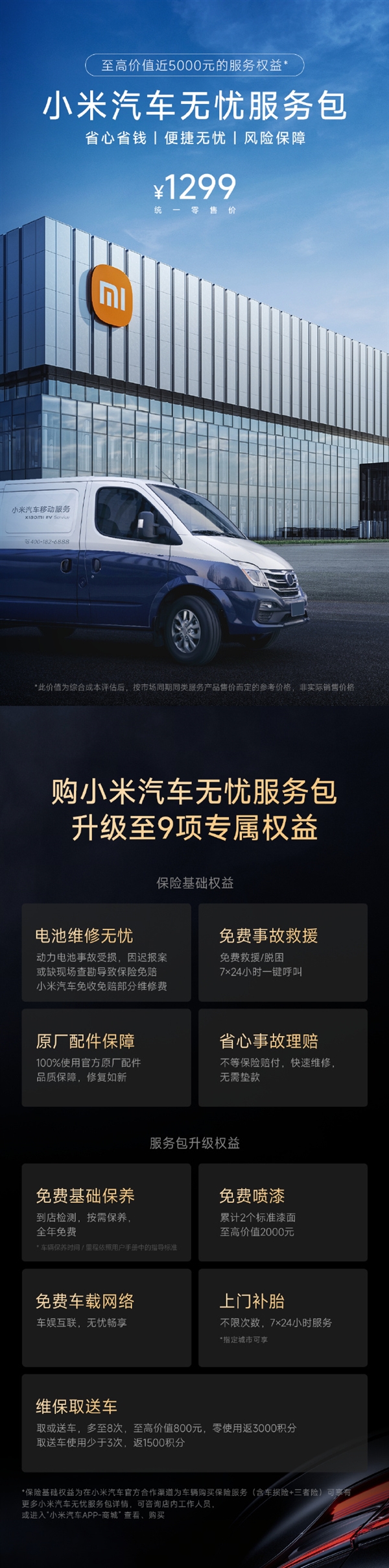 一年1299元！小米SU7無(wú)憂服務(wù)包上線：免費(fèi)噴漆/補(bǔ)胎等權(quán)益 價(jià)值近5千