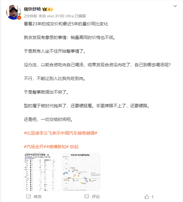 近5年汽車(chē)品牌銷(xiāo)量、均價(jià)變化表出爐：比亞迪簡(jiǎn)直BUG般存在