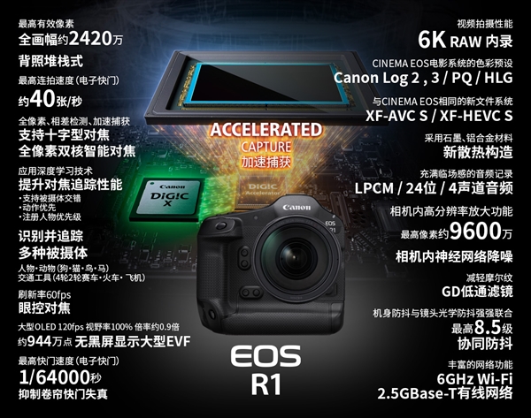 42999元史上強！佳能首款旗艦單反EOS R1發布