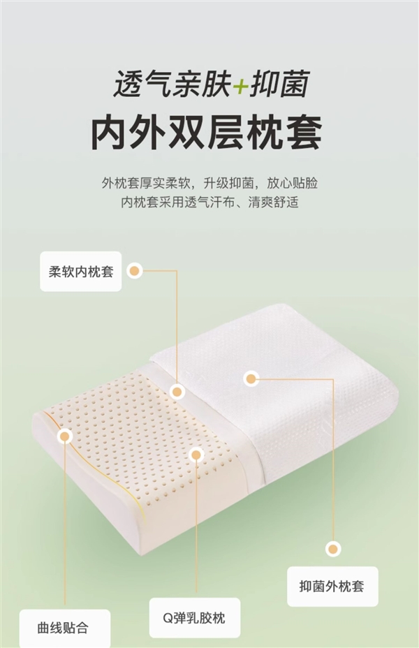 90%高乳膠含量：富安娜泰國進口乳膠枕48元起（日常195元）