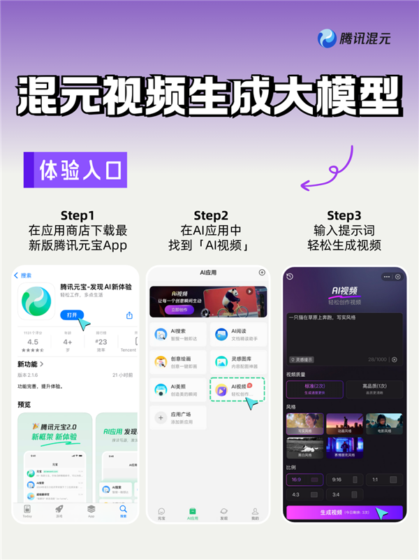 一句話生成視頻！騰訊混元視頻生成能力對外開放：使用教程來了