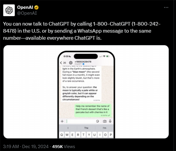 OpenAI又一王炸！ChatGPT可以打電話了：老年機、座機也能用