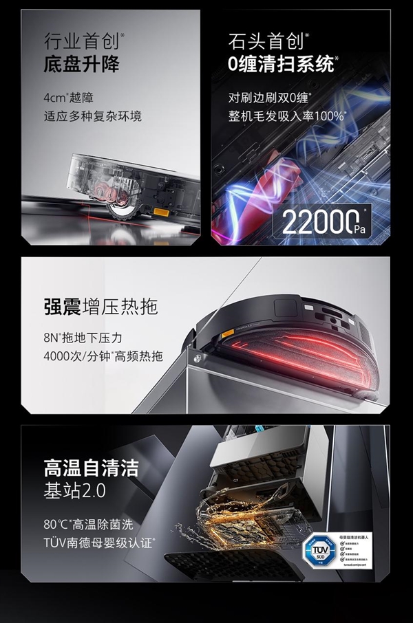 石頭自清潔掃拖機器人產品G30發布：首創0纏系統與底盤升降