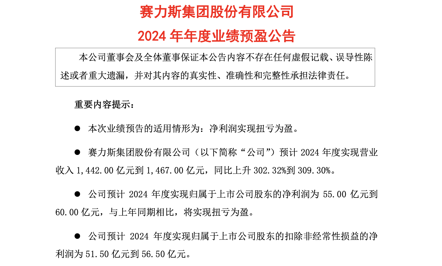3款主力車型打天下，賽力斯2024年營收暴漲300%、同期實現扭虧