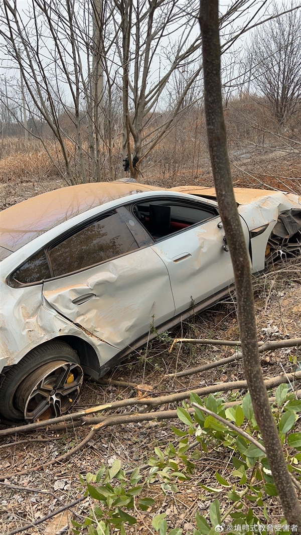 路面不平致小米SU7翻下路邊嚴重受損：車內人沒事