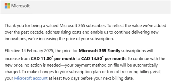 微軟發郵件宣布Microsoft 365漲價：根本不承認是因為Copilot